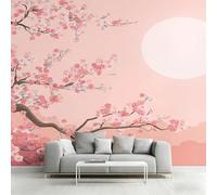 Japanese Cherry Blossom Wallpaper, Japan Asian Oriental Wall Mural for Living Room, Bedroom, Non-Woven Wall Papaer Decoration, Photo Wallpaper & Home Decor, 350x256 cm (WxH) K-MZ&32