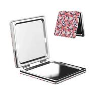 Japanese Cherry Blossoms Compact Mirror Pocket Mirror, Small Travel Makeup Mirror for Women, 1X/2X Magnification Portable Mirror, Cute Mini Mirror for Purse - Square
