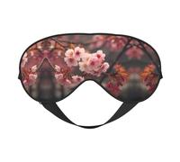 Japanese Cherry Blossoms Print Sleep Mask Silk Eye Cover Soft Satin Blindfold Elastic Strap Night Eyeshade Travel Nap for Women Men