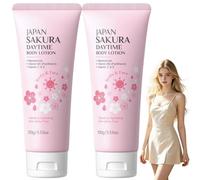 Japanese Cherry Blossoms (Sakura) Brightening Body Lotion - Firming&Anti-Aging Daily Moisturizer,Women Dry Skin Tightening Scented Hydrating Creme,Multi-Peptide Anti-Wrinkles Cherry Lotion (2pcs)