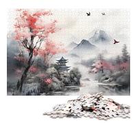 Japanese Cherry Blossoms Wooden Jigsaw Puzzle 1000 Piece for Adults Fun Decoration Toy Intellectual Game Education Game Stress Relief Relaxation And Intelligence 1000pcs (75x50cm)