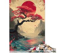 Japanese Cherry Blossoms Wooden Jigsaw Puzzles for Adults Fun 300 Pieces Education Game Decoration Toy Intellectual Game Stress Relief Relaxation And Intelligence 300pcs (40x28cm)