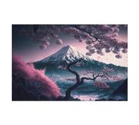 Japanese Cherry Blossoms Wooden Jigsaw Puzzles for Adults Hard Poster Puzzle 1000 Piece Precise Interlocking Educational Game Toys （75×50cm）