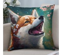 Japanese Cherry Corgi Dog Flower Art Set Of 2 Pillowcase Luxury Cushion Case Fashion Throw Pillow Case For Garden Car Decor Bedroom 45X45Cm