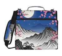 Japanese Cherry Flower Mount Fuji Cherry Blossom 3 Ringing 1.5 inch Binder with Extra Pockets with Handle Multiple Pockets Document Organizer for Middle School