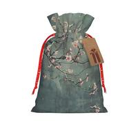 Japanese Cherry Flowers 1pcs Drawstring Tote Bag 4.7 X 6.9in For Christmas Gifting And Storage And With Kraft Gift Tags