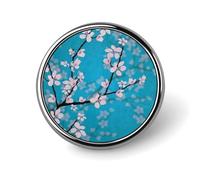Japanese Cherry Flowers Badge,Comfort Light in Weight Round Emblem Cute Funny Decor Brooch Smooth Does Not Fade Badges for Hats Jackets Coat Shirt