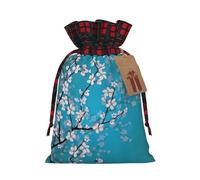 Japanese Cherry Flowers MColorblock linen drawstring gift bags Christmas drawstring gift bags perfect for Christmas party decorations
