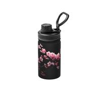 Japanese Cherry Flowers Print 12 Oz Insulated Double Walled Stainless Steel Metal Water Bottle for Cold Hot Drink