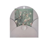 Japanese Cherry Flowers Print Adorable Blank Cards& Envelopes,Unique Designs Perfect for Festivals, Invitations
