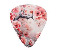 Japanese Cherry Flowers print Celluloid Guitar Plectrums for Acoustic Guitar Bass,Guitar Picks with Organizer Box