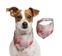 Japanese Cherry Flowers Print Christmas Pet Scarf Accessory For Winter Wear Seasonal Present And Holiday Outfit