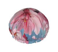 Japanese Cherry Flowers Print Double Layers Shower Cap Bathing Shower Caps Ladies Men Shower Caps Salon Home Use