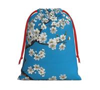Japanese Cherry Flowers Print Drawstring Gift Bag With Pull Cord Closure For Gifting And Storage