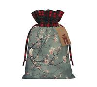 Japanese Cherry Flowers Print Drawstring Gift Bags,Christmas Gift Wrapping Sacks Pouches For Xmas Presents Party Favor
