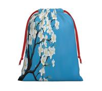Japanese Cherry Flowers -Print Drawstring Gifts Bags M Size - Soft Flannel Fabric Reusable For Wedding Party Favors Gifts Packaging