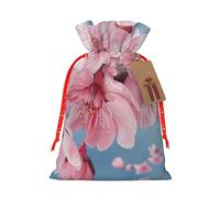 Japanese Cherry Flowers Print Eco-Friendly Gift Drawstring Bag Holiday Present Pouches Party Favors Goodie Bags