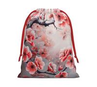 Japanese Cherry Flowers Print Gift Drawstring Bag Reusable Pouch Birthday Presents Wedding Daily Organizing Events