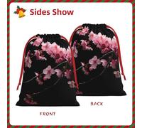 Japanese Cherry Flowers Print Gift Reusable Bag Drawstring Festive Birthday Presents Daily Storage Office Supplies