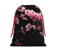 Japanese Cherry Flowers Print Gift Reusable Bag Drawstring Festive Birthday Presents Daily Storage Office Supplies