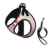 Japanese Cherry Flowers Print Pet Vest Harnesses Leash Set Reflective Puppy Vest Dogs Walking Training Dog Harness