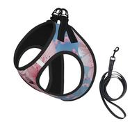 Japanese Cherry Flowers Print Pet Vest Harnesses Leash Set Reflective Puppy Vest Dogs Walking Training Dog Harness
