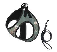 Japanese Cherry Flowers Print Pet Vest Harnesses Leash Set Reflective Puppy Vest Dogs Walking Training Dog Harness