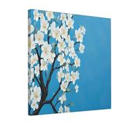 Japanese Cherry Flowers -Print Unframed Canvas Print 16x16 Inch, Modern Wall Art for Living Room Bedroom, Ready to Hang Home Decor Gift.