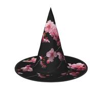 Japanese Cherry Flowers Print Women'S Large Witch Hat Witch Hat Witches Hats Halloween Cosplay Party Accessory