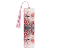 Japanese Cherry Flowers Print Wooden Bookmarks with Tassels,Unique Bookmarks for Men Women Presents for Book Lovers