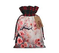 Japanese Cherry Flowers Print Xmas Drawstring Gift Bag Wrapping Needs For Christmas Bags Holiday Party Favors
