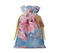 Japanese Cherry Flowers Print Xmas Drawstring Wrapping Bags For Xmas Package Storage, Christmas Party Supplies Favors