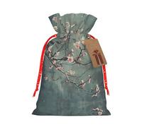 Japanese Cherry Flowers Print Xmas Drawstring Wrapping Bags For Xmas Package Storage, Christmas Party Supplies Favors