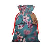 Japanese Cherry Flowers Printed Christmas Drawstring Gift Bags-Xmas Wrapping Bags,Candy Bag,For Holiday Party Decorations,Wedding Party Supplies S Red Christmas Ribbon