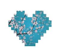 Japanese Cherry Flowers Printed Jigsaw Puzzle 10.8x12.8 CM, Heart-Shaped Puzzle Challenging Game for Adults, Fun Decorative Wall Decor