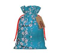 Japanese Cherry Flowers Printing 4.7x6.9 Inch Christmas Bag Drawstring Closure,For Christmas Anniversaries Birthdays
