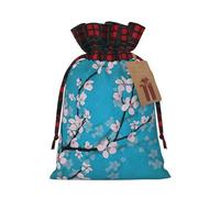 Japanese Cherry Flowers Printing 4.7x6.9 Inch Christmas Bag Drawstring Closure,For Christmas Anniversaries Birthdays,Holds Gifts