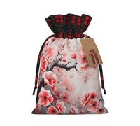 Japanese Cherry Flowers Printing Xmas Drawstring Gift Bag Reusable Christmas Wrapping Festive Needs Packaging Bags