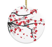 Japanese Cherry Tree Christmas Tree Ceramic Hanging Xmas Tree Decoration Bauble Round Ceramic Decorations Decorative Home Decoration