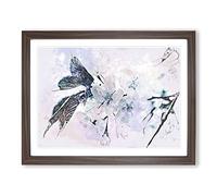 Japanese Cherry Tree In Abstract Modern Art Framed Print | A3 Walnut Framed Wall Art | Ready to Hang | Asian Floral Picture | Living Room Bedroom Lounge Office