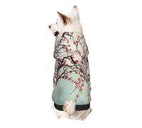Japanese Cherry Tree Printed Dog Hoodie Soft Dog Sweatshirt Cute Cat Dog Clothes for Small Dogs Kitten Puppy, XS