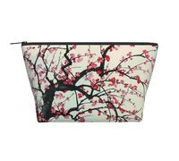 Japanese Cherry Tree Prints Trapezoid Makeup Bag Travel Cosmetic Organizer with Foam Padding for Gym, Office, and Weekend Trips