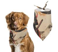 Japanese Chimpanzee Samurais Monkey Dog Bandanas Print Triangle Scarf Adjustable Dog Bibs Handkerchief Holiday Party Costumes