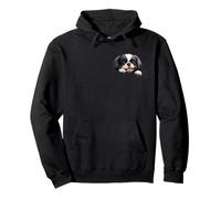 Japanese Chin Dog Mom Dad Peeking Puppy Pullover Hoodie