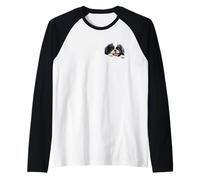 Japanese Chin Dog Mom Dad Peeking Puppy Raglan Baseball Tee