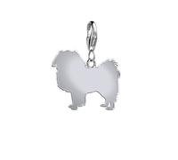 Japanese Chin Silhouette Silver Charm