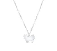 Japanese Chin Silhouette Silver Necklace - Personalised