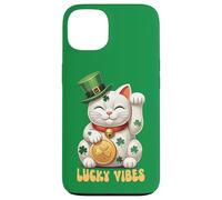 Japanese Chinese Lucky Cat Maneki Neko St Patrick’s Day Luck Case for iPhone 13