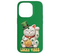 Japanese Chinese Lucky Cat Maneki Neko St Patrick’s Day Luck Case for iPhone 14 Pro
