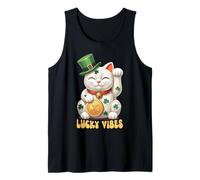 Japanese Chinese Lucky Cat Maneki Neko St Patrick’s Day Luck Tank Top